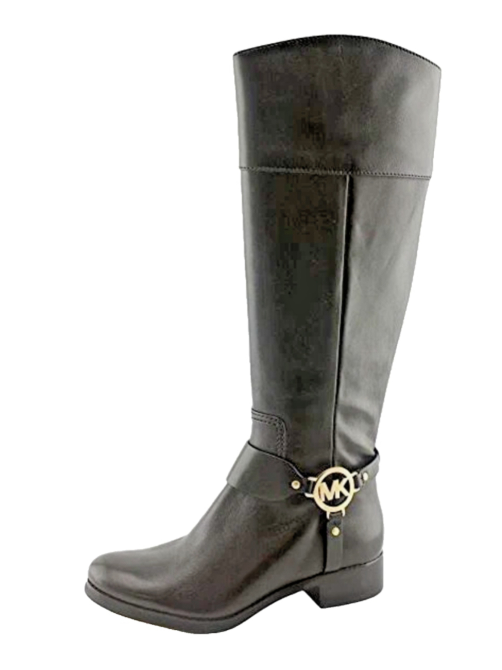 Michael Kors Fulton HARNESS MK gold LOGO Tall Riding Boot Black size 7